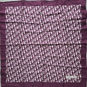 Auth Dior Oblique Trotter Bordeaux Silk Scarf
